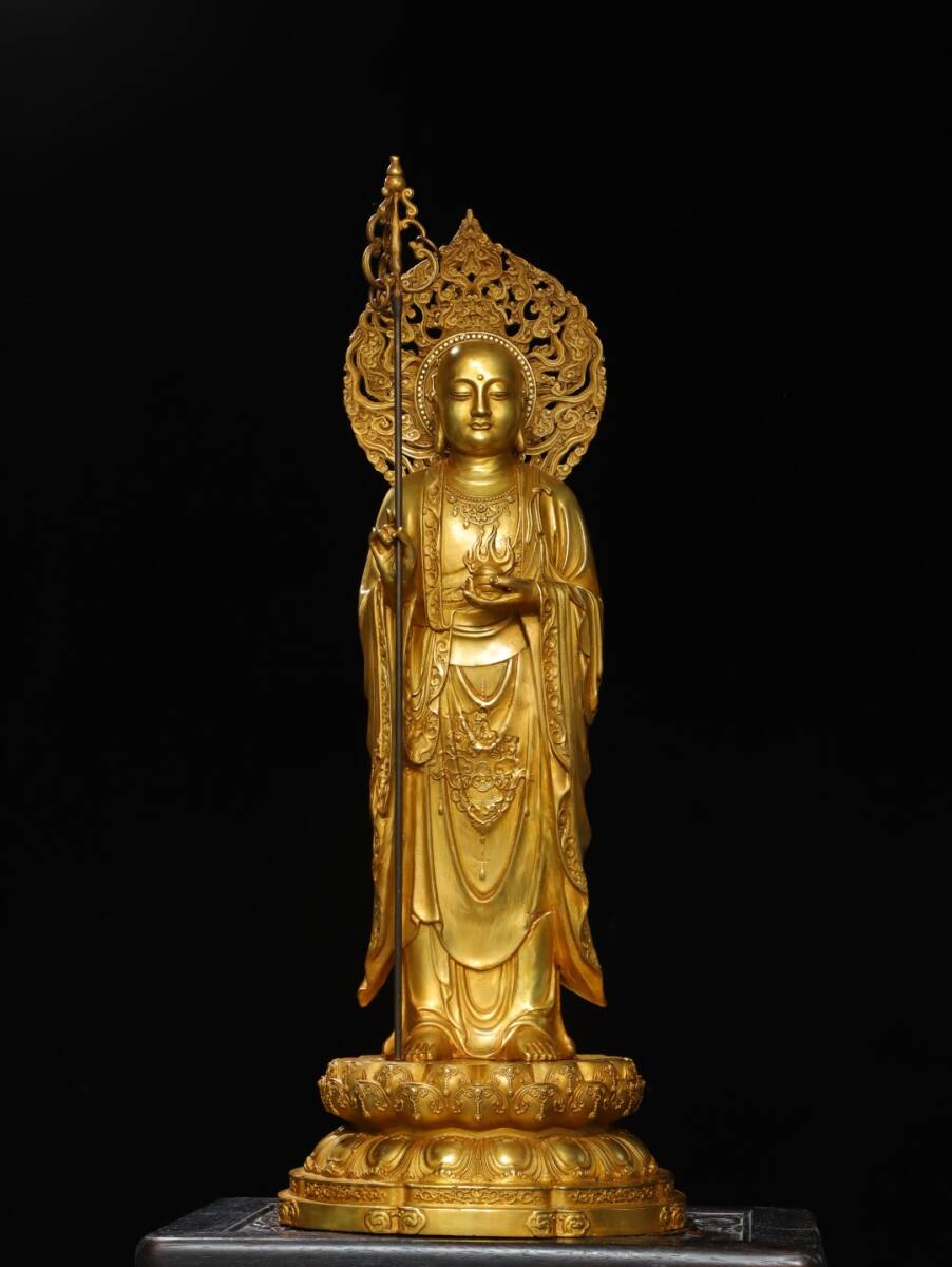 精品収蔵 古銅塗金 地藏王菩薩 仏像 造像 佛 仏教 宗教密教 招財 鎮宅 家蔵珍品 時代物 古董品 骨董 旧家蔵出し 唐物 中国古玩 古美術品拍卖