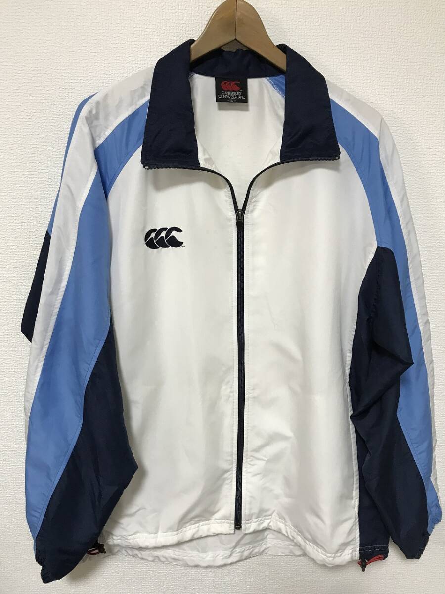 送無♪CANTERBURY カンタベリー♪フルジップジャケット・白紺水色・XL拍卖