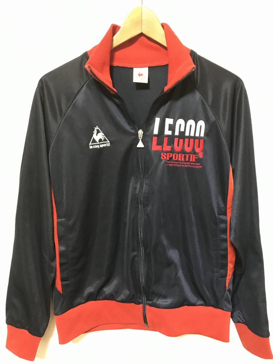 送無♪le coq sportif ルコック♪トラックジャケット ジャージ・光沢ネイビーレッド・M拍卖