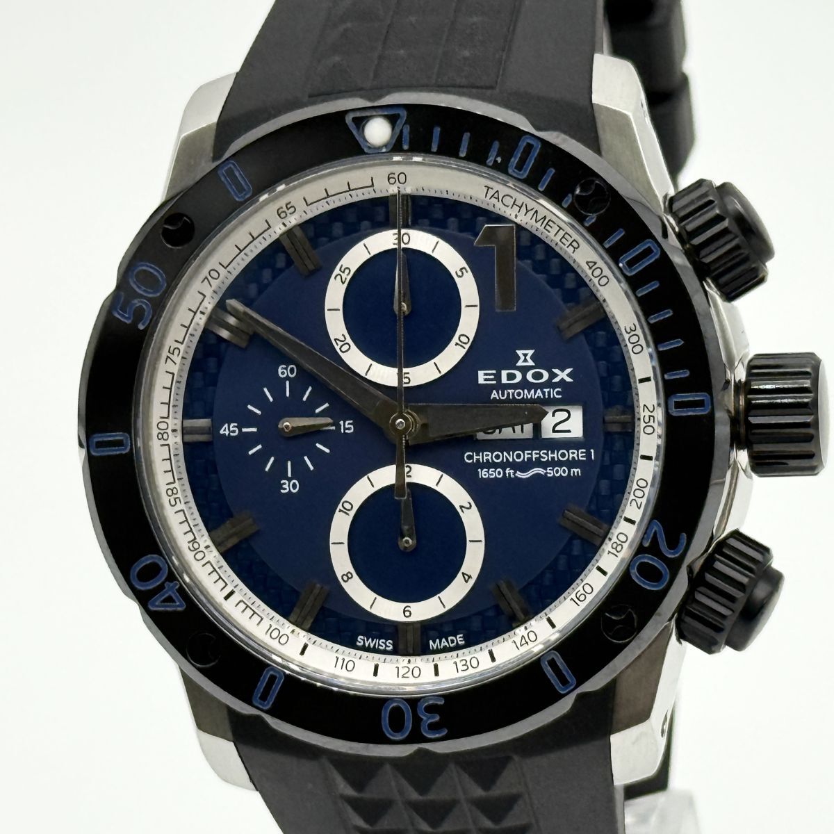 T7555 定番大人気 美品 エドックス EDOX グランドオーシャン オートマティック グレー文字盤 88002 111675 箱ギャラ 替えベルト拍卖