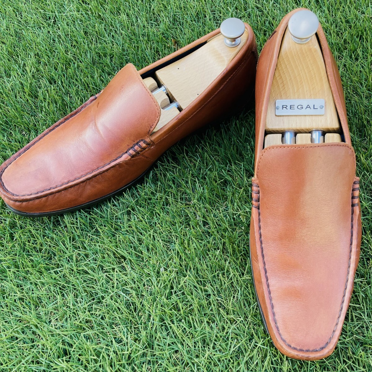 ★即決★ リーガル REGAL 25cm スリッポン 革靴 ビジネスシューズ ウォーキングシューズ BR 茶色 ブラウン 牛革 拍卖