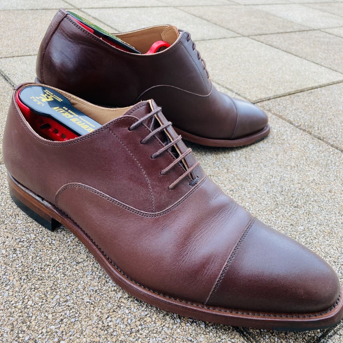 ★即決★ SCOTCHGRAIN スコッチグレイン 25cm ビジネスシューズ 革靴 内羽根 ストレートチップ 茶 BR ブラウン 日本製 シューキーパー付き拍卖
