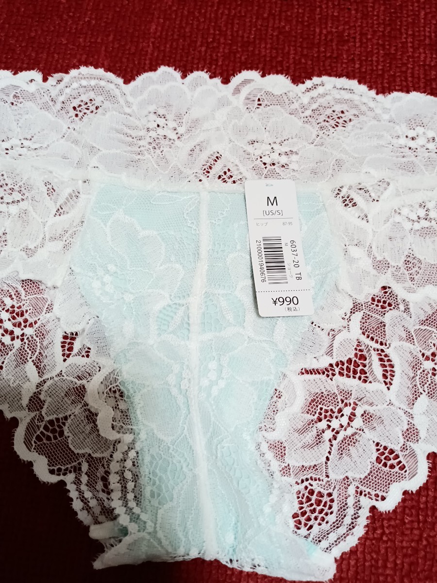 新品 エメフィール ショーツ 水色 白 レース M ⑪拍卖