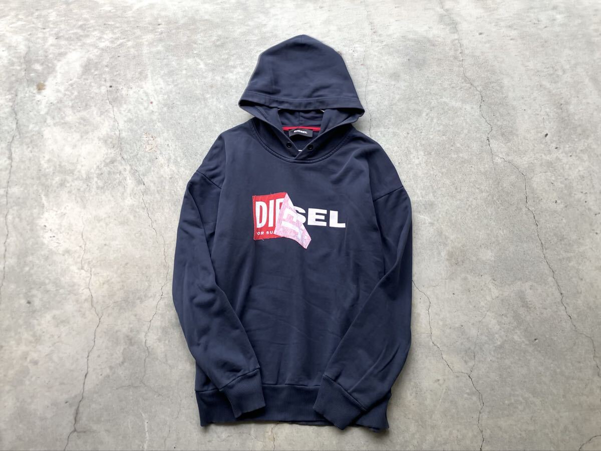 DIESEL 裏起毛スウェット プルオーバーパーカー M ディーゼル メンズ トレーナー セーター ロゴ拍卖