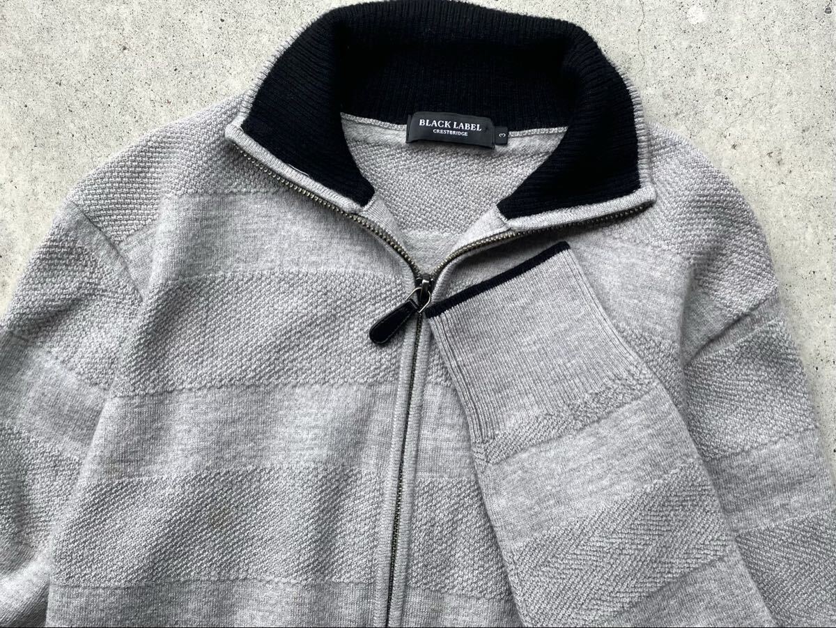 BLACK LABEL CRESTBRIDGE ドライバーズニット 3 ブラックレーベルクレストブリッジ 三陽商会 メンズ ジャケット セーター ウール 灰 L拍卖