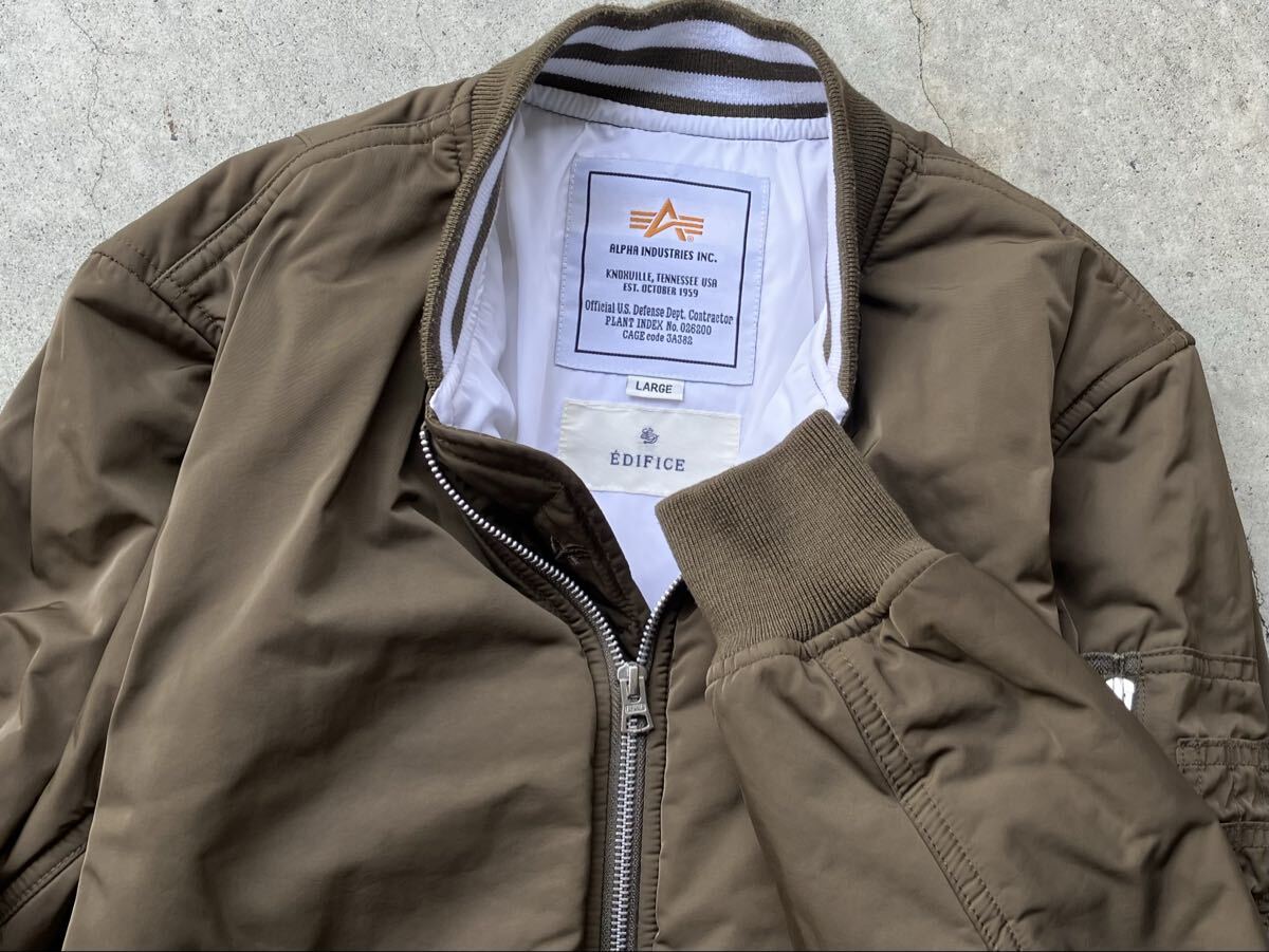 EDIFICE別注 ALPHA INDUSTRIES MA-1フライトジャケット L アルファ メンズ ブルゾン 中綿 ナイロン拍卖