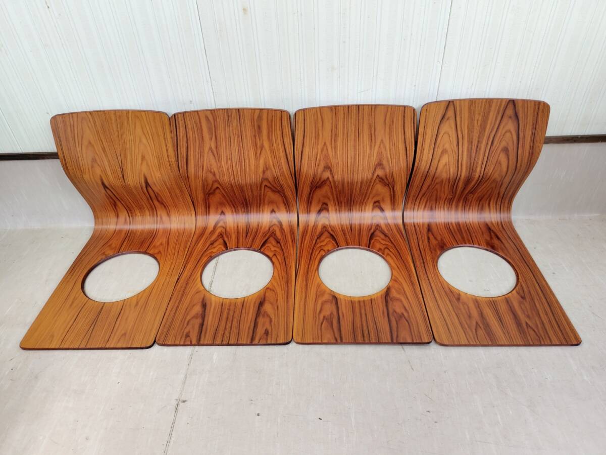 〇天童木工 TENDO 座椅子 4脚 廃盤品 希少 ブラジリアンローズウッド 藤森健次デザイン プライウッド 曲木〇中古品拍卖