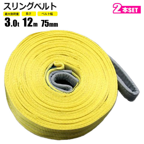 スリングベルト 3t 12M 2本セット ベルトスリング 玉掛拍卖