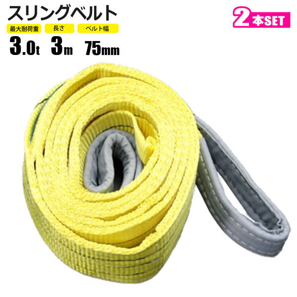 スリングベルト 3t 3M 2本セット ベルトスリング 玉掛拍卖