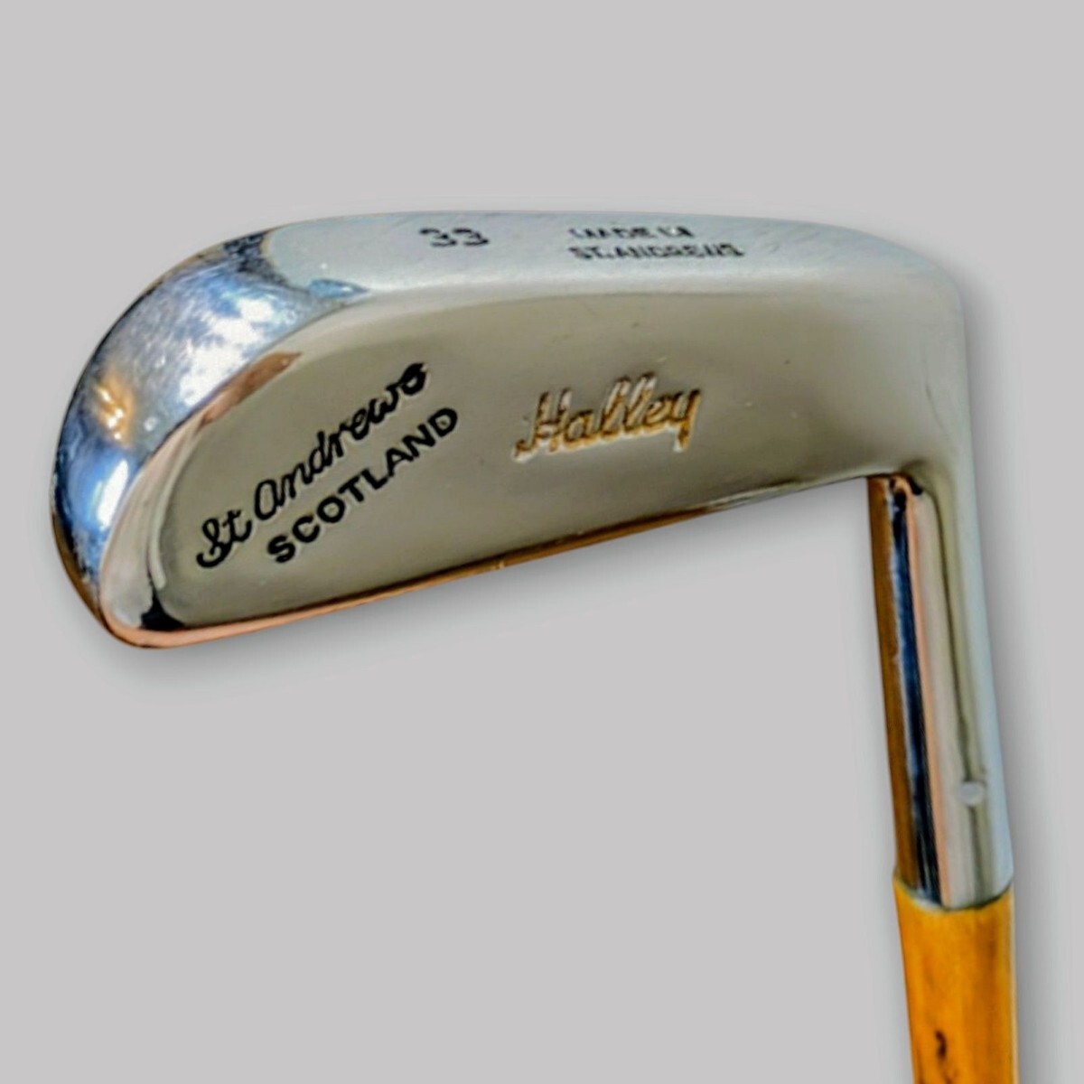 ヒッコリーシャフト L字パターST.ANDREWS SCOTLAND `Halley` 33 MADE IN ST.ANDREWS 34インチ St アンドリュース Hickory Stick拍卖
