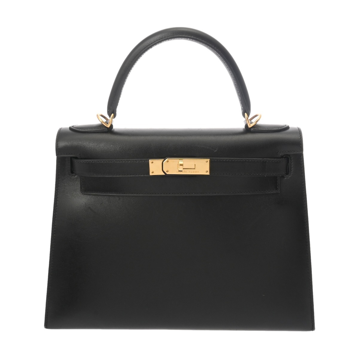 HERMES エルメス ケリー 28 外縫い 2WAY ブラック □G刻印(2003年頃) レディース ボックスカーフ ハンドバッグ Bランク 中古 銀蔵拍卖
