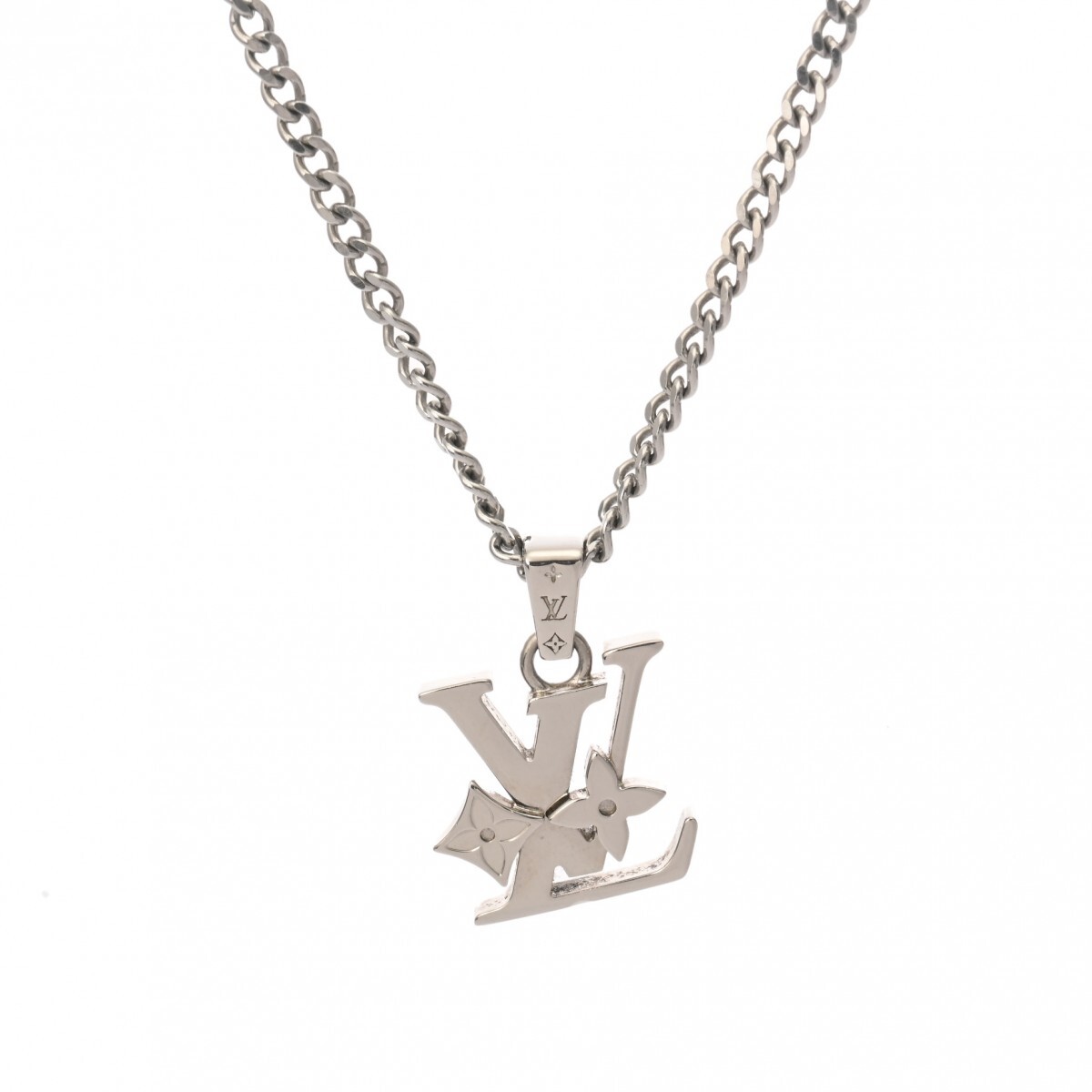 LOUIS VUITTON ルイヴィトン ペンダント モノグラムロウ シルバー M02254 レディース メタル ネックレス ABランク 中古 銀蔵拍卖