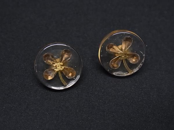 1円 ■美品■ CHANEL シャネル ココマーク ピアス アクセサリー レディース ゴールド系×クリア FU0633拍卖