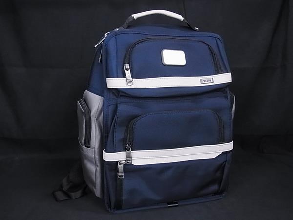 ■新品同様■ TUMI トゥミ ナイロン リュックサック バックパック デイパック メンズ ネイビー系×グレー系 FS3697拍卖