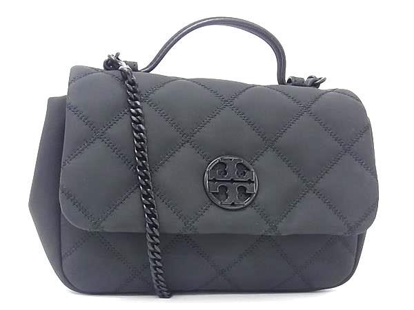 ■新品同様■ TORY BURCH トリーバーチ ウィラ マット レザー 2WAY クロスボディ ハンドバッグ ショルダー 斜め掛け ブラック系 FP5544拍卖
