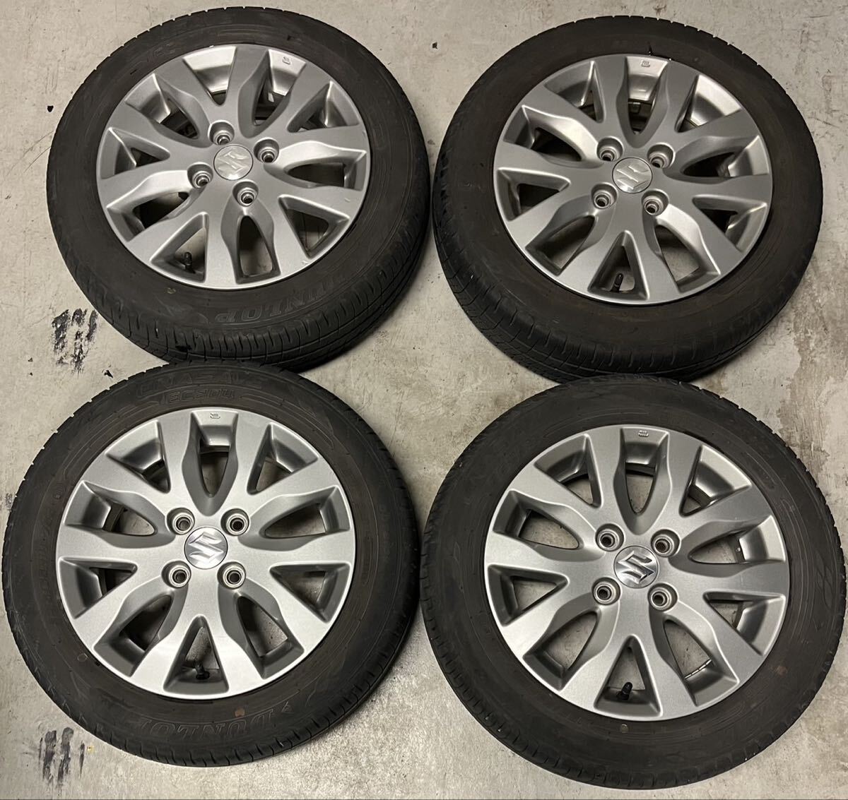 スズキ ワゴンR 純正アルミホイール 14インチ 4本 4.5×14+45 155/65R14 ダンロップ エナセーブ EC204拍卖