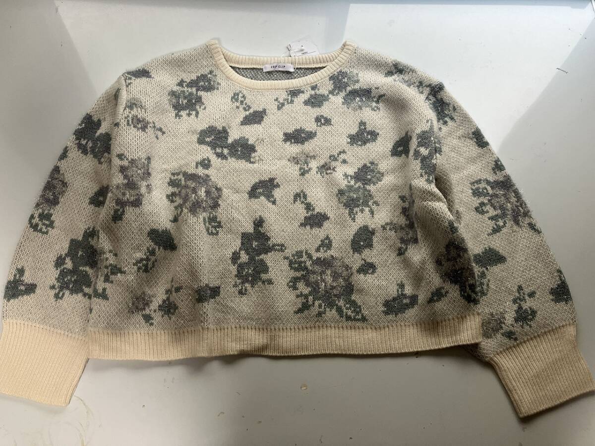 新品■大きいサイズ4L■柄入リセーター■オフホワイト拍卖