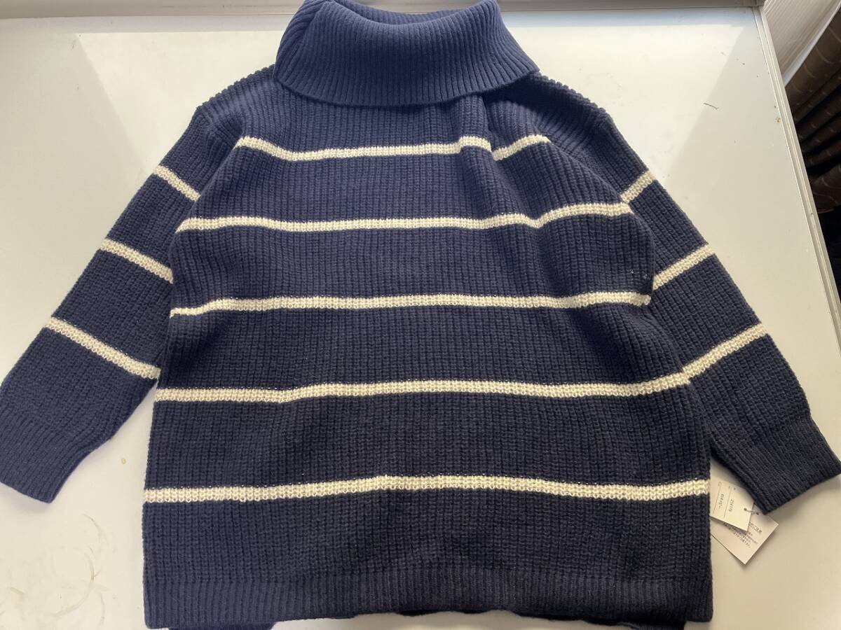 新品訳あり■大きいサイズ5L~6L■オフタートルボーダーセーター■ネイビー拍卖