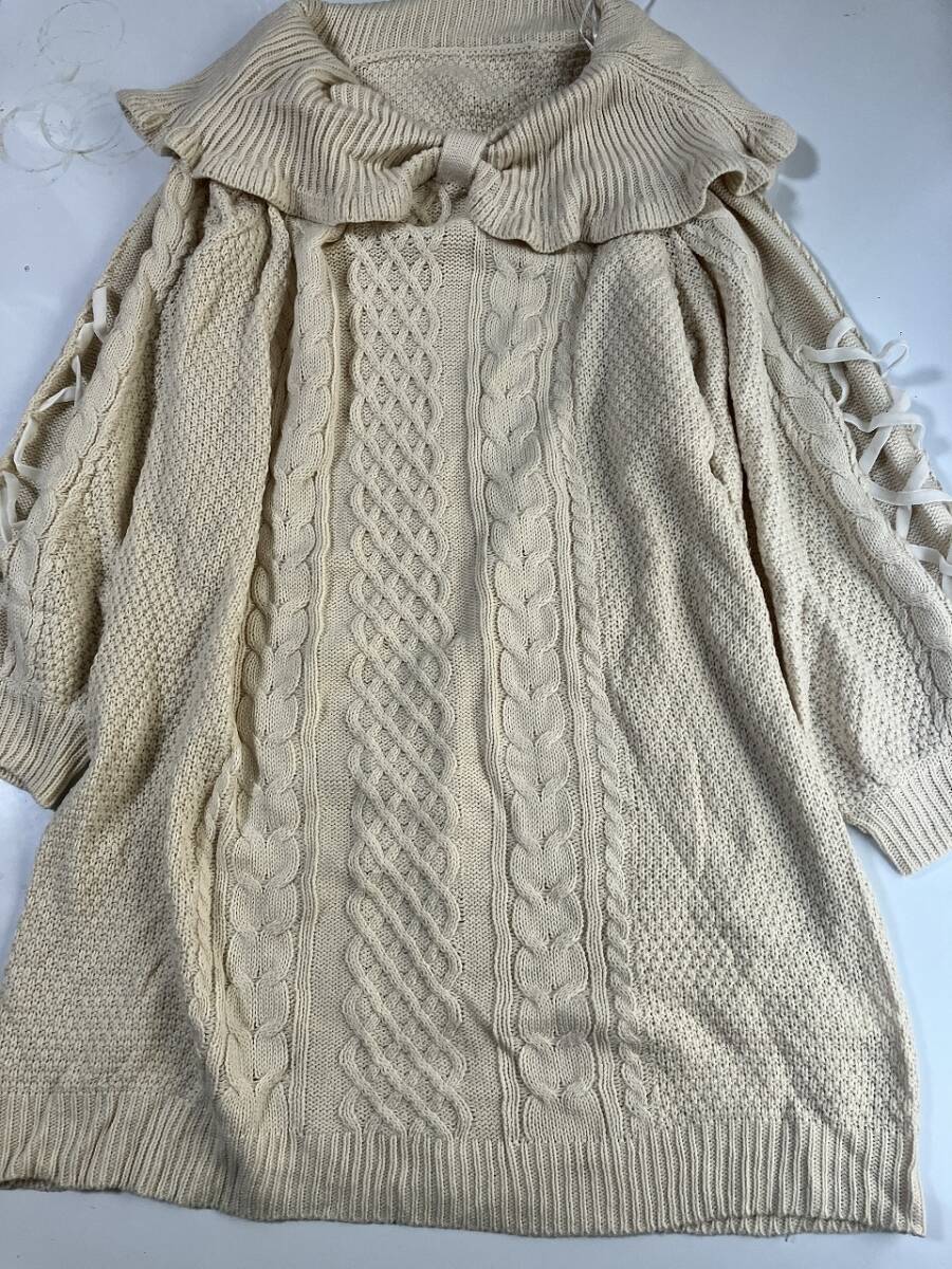 新品訳あり■大きいサイズ4L■袖ベロアりぼんチュニックセーター■オフ拍卖