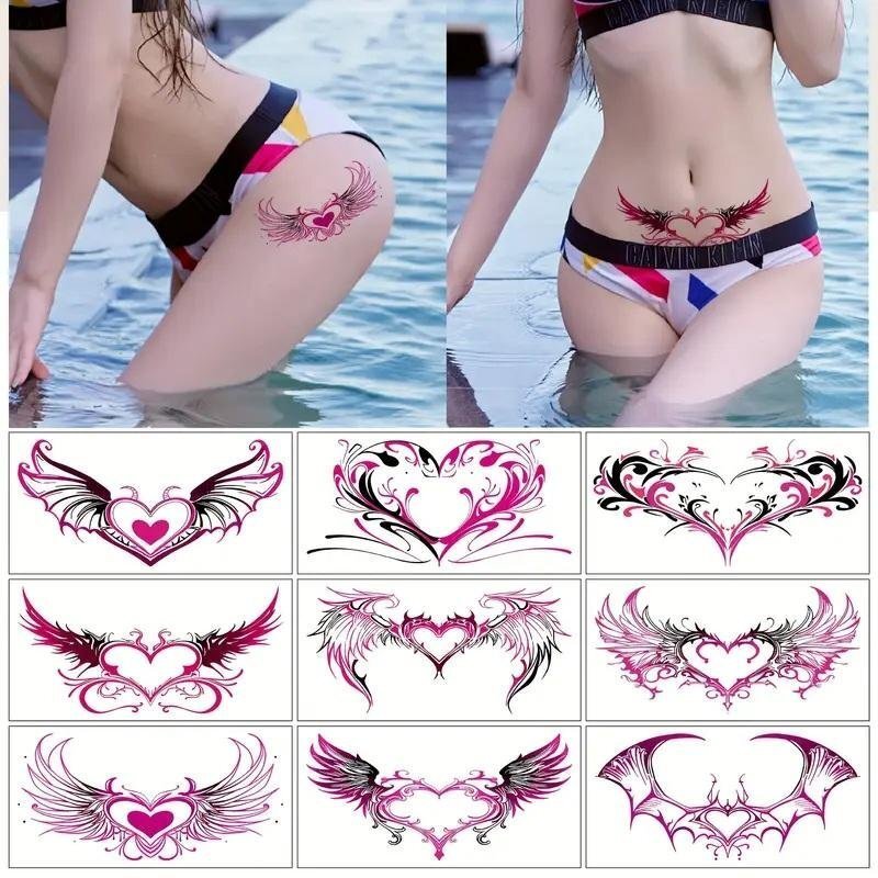 【タトゥーシール】★お得な9枚セット ラブパターン ハート フェイクタトゥー 6cm×8cm 手首 腕 セクシー コスプレ 防水・耐久性(S01~S09)拍卖