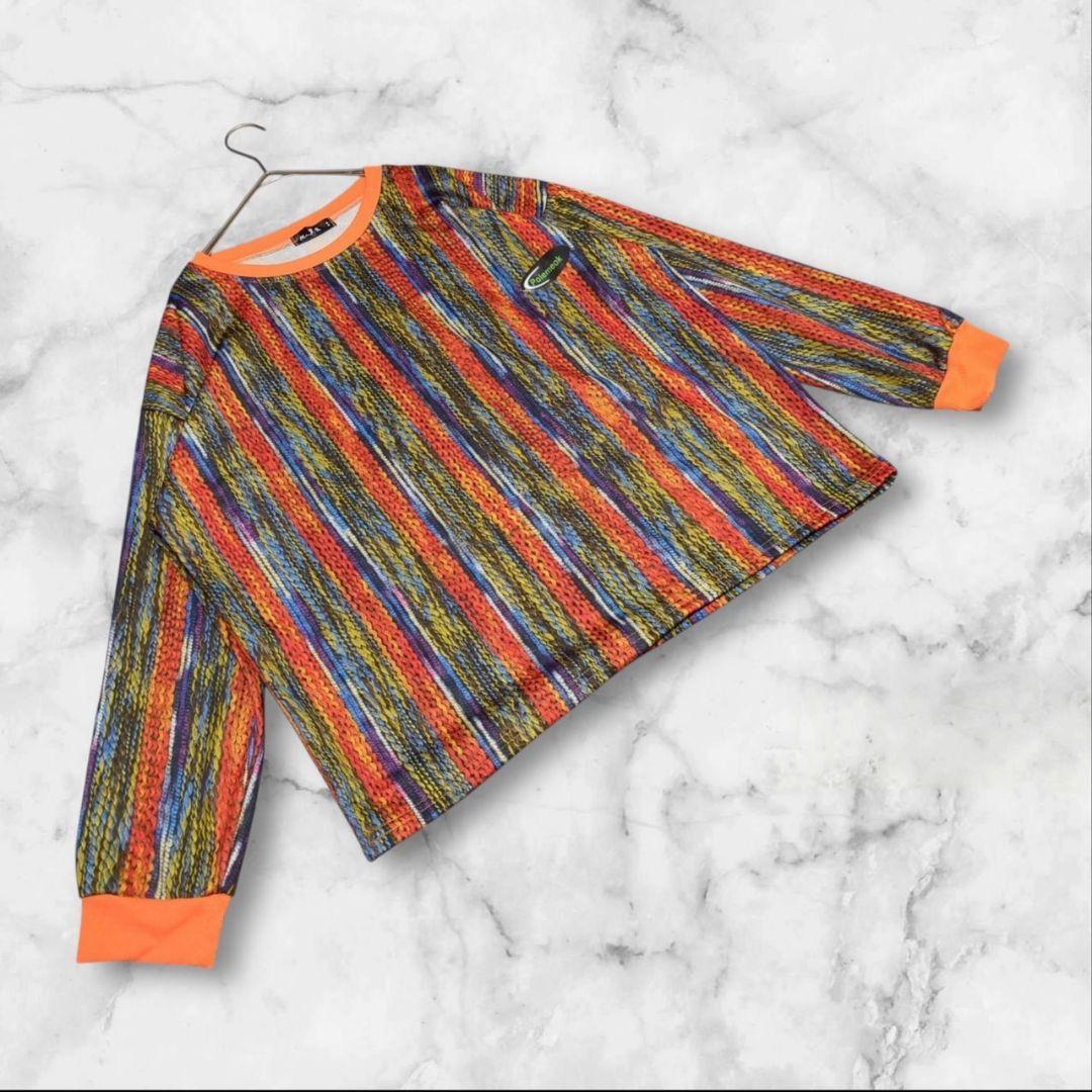 美品【Mr.黑衣】カットソー トップス 総柄 薄手 プルオーバー クルーネック拍卖