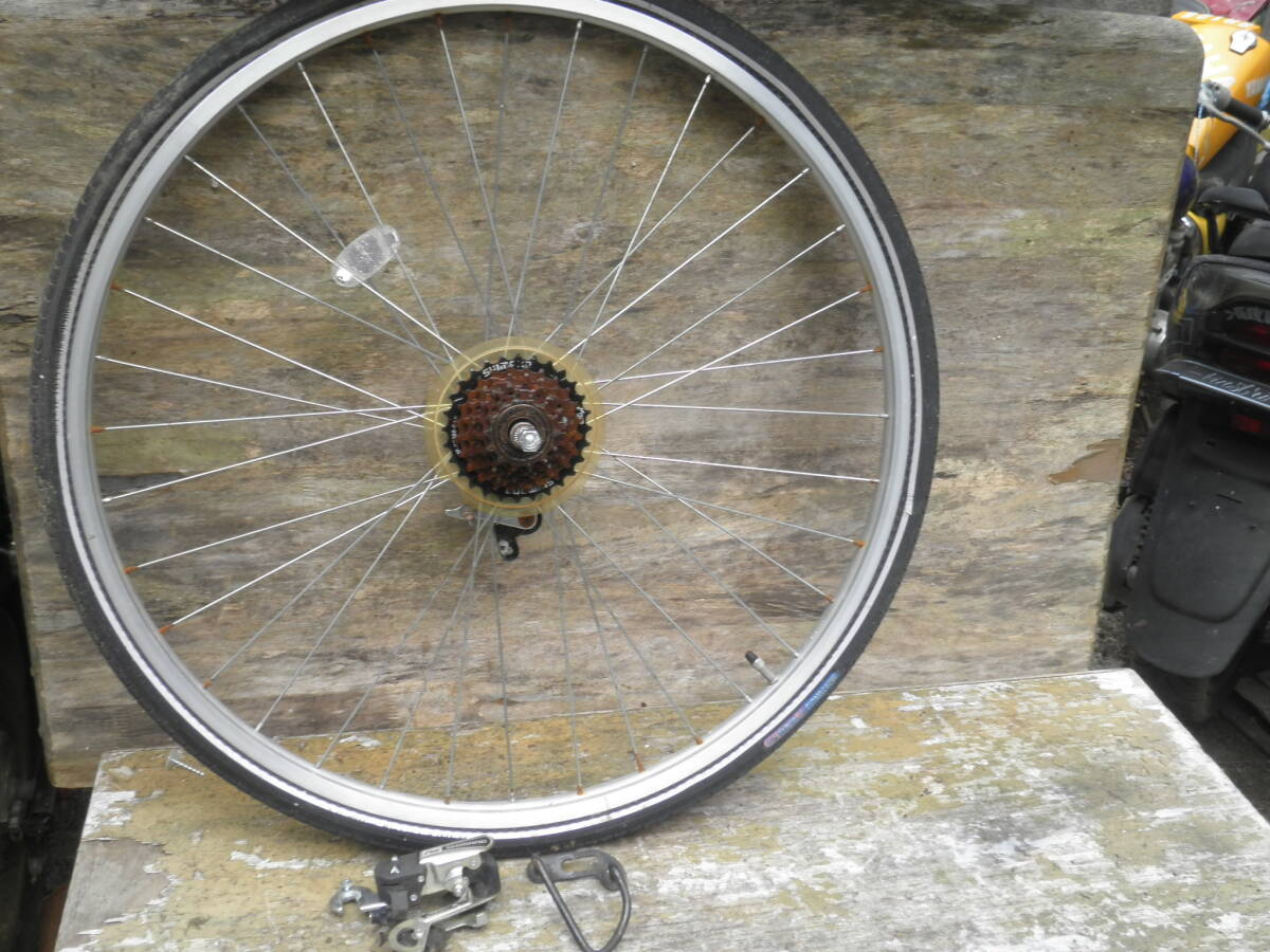 ★レストア・リペア用 6段ギア 27インチ リアホイールタイヤ付き 程度中 C-712 240925★拍卖