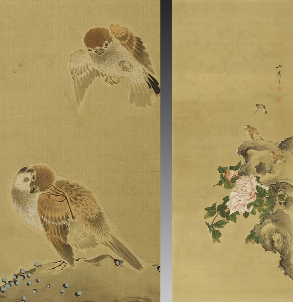 【真作】土方稲嶺 屏風まくり 牡丹花雀図 鳥取 因幡 藩絵師/円山応挙 伊藤深水 長崎派 鏑木清方 沈南蘋 掛軸 白川芝山 衝立 孔雀 岸駒 若冲拍卖