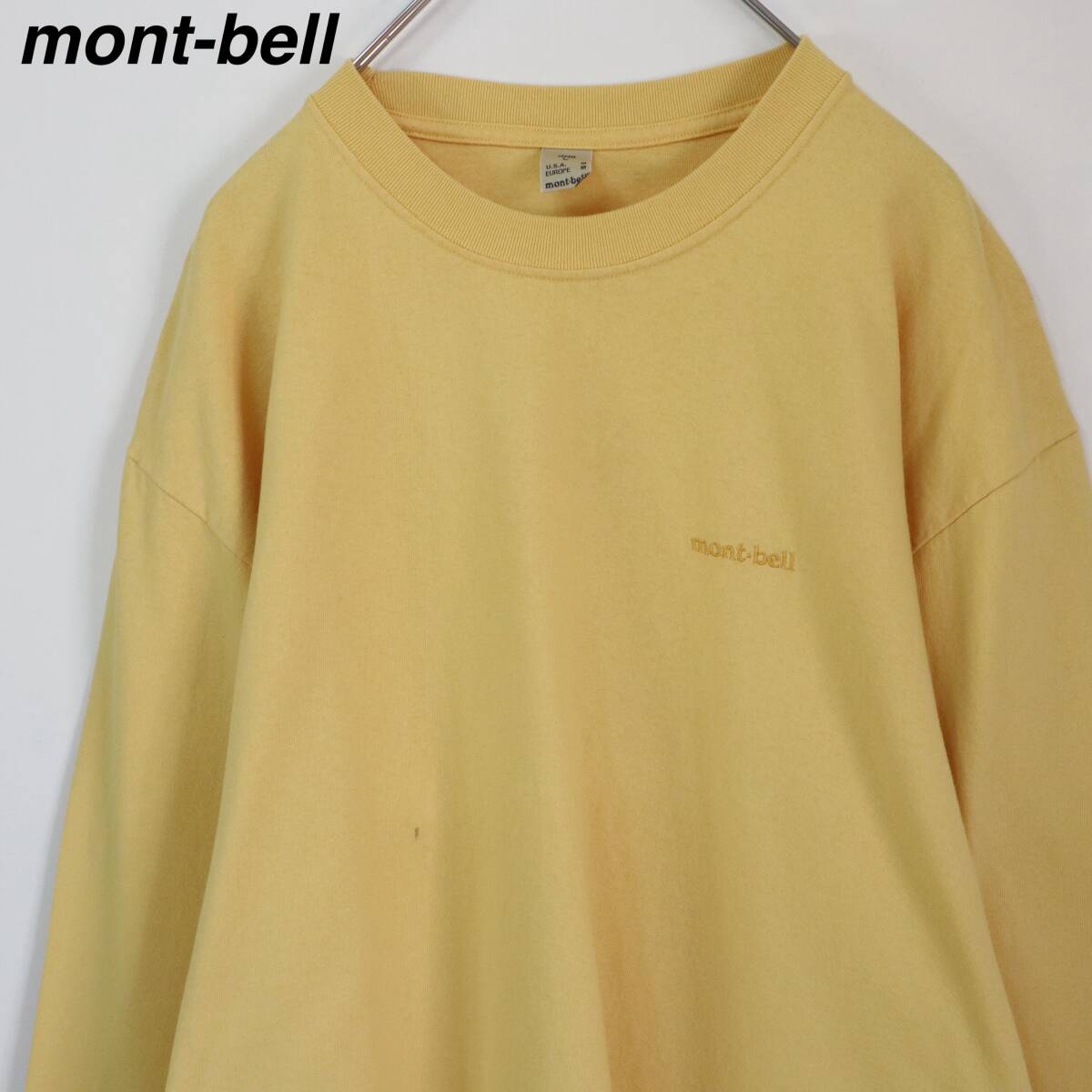 【大人気】モンベル ロンT 刺繍ロゴ Lサイズ イエロー 日本製 アウトドア拍卖