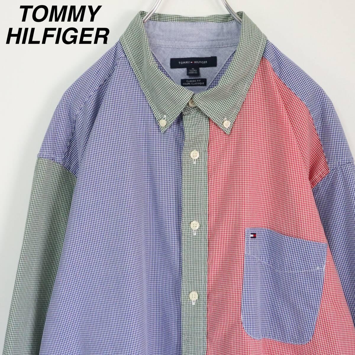 【クレイジーパターン】トミーヒルフィガー BDシャツ チェック柄 刺繍ロゴ XL拍卖