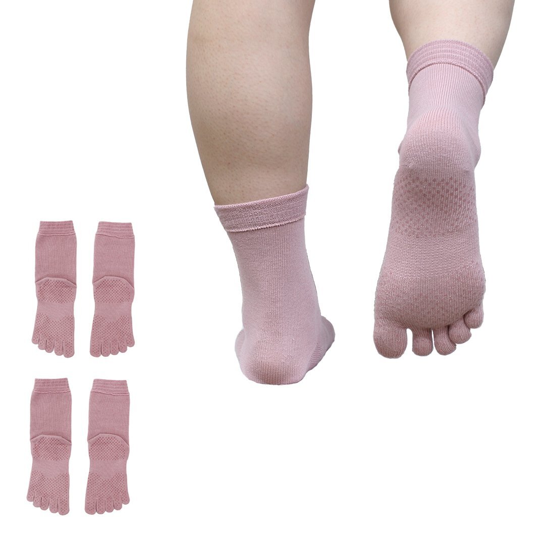 5本指靴下 スポーツソックス ( 2足セット ピンク ) レディース 23~25cm ピラティス ヨガソックス 日本製 5本指ソックス 滑り止め 口ゴムゆ拍卖