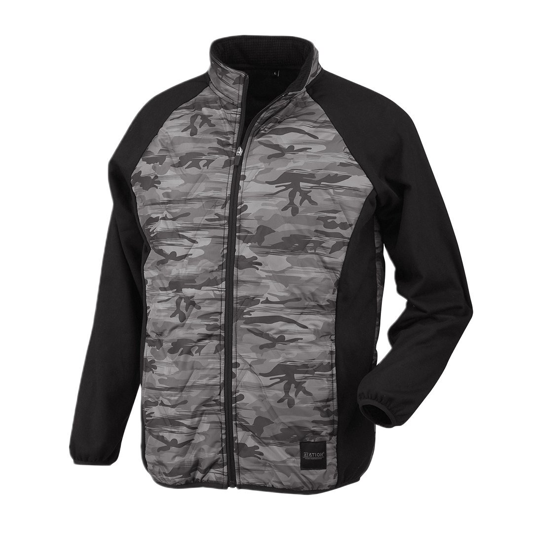 【3~4日以内発送】作業着 仕事着 (ブラックカモ/L) インナージャケット 高周波 キルトジャケット キルティング 中綿 動きやすい ストレッ拍卖