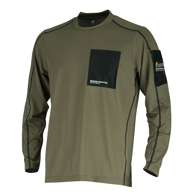 【3~4日以内発送】冷感シャツ ( オリーブ LL ) 吸水速乾 遮熱 UVカット 紫外線カット 反射プリント ストレッチ 消臭 シェイドドライナーEX拍卖