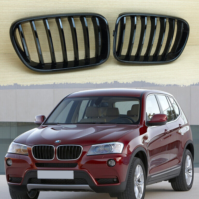 最上級品質▲BMW F25 X3 前期 2011-2013 光沢黒 フロントグリル セット シングルバー 艶あり黒 ABS製拍卖
