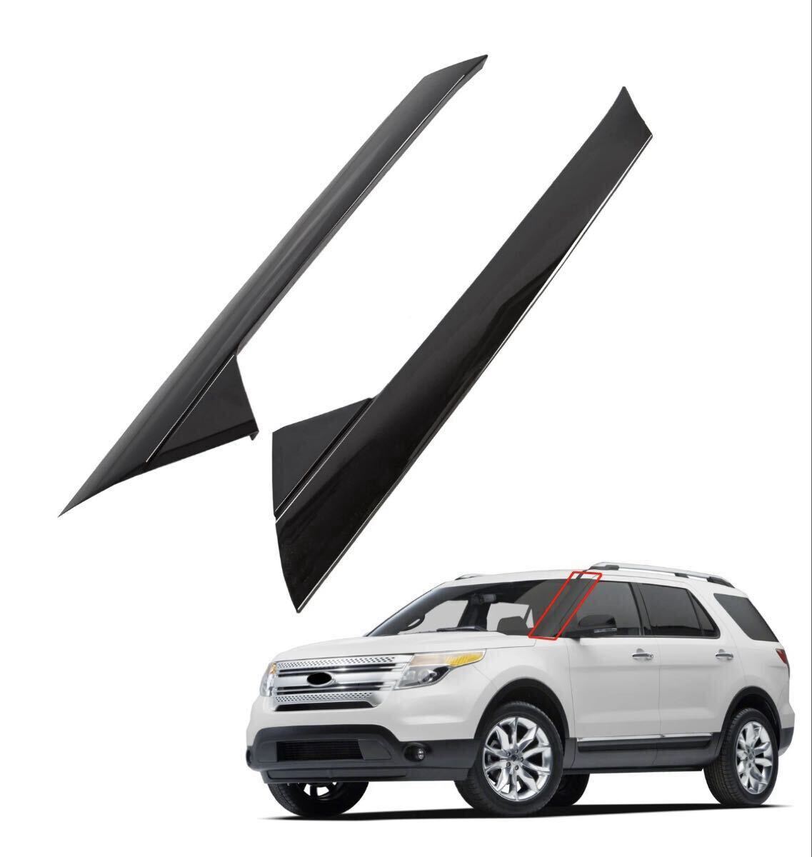 【送料無料】FORD フォード 11-19y エクスプローラー フロント Aピラー アウター モールディング パネル トリム グロスブラック 左右セット拍卖