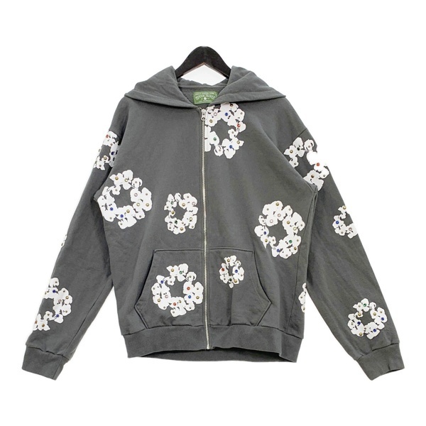 DENIM TEARS デニムティアーズ ラインストーン コットンリース ジップ フーディ パーカー メンズ Lサイズ グレー トップス DM16465■拍卖