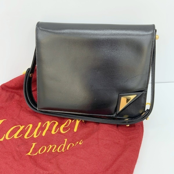 LAUNER LONDON ロウナー ロンドン ワンショルダー ハンドバッグ ショルダーバッグ カバン 袋付き 英国製 レディース ブラック 鞄 DF13022■拍卖