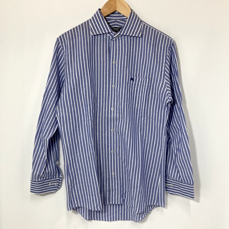 BURBERRY BLACK LABEL バーバリーブラックレーベル 長袖 シャツ D1L43-515-28 美品 メンズ サイズ40 L相当 ブルー トップス A14605◆拍卖