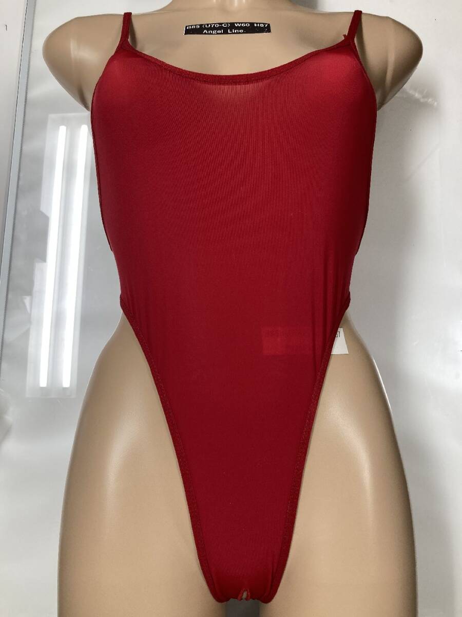 324038ミルク糸繊維ハイレグレオタード紐細めオープンクロッチ背中オープン赤色拍卖