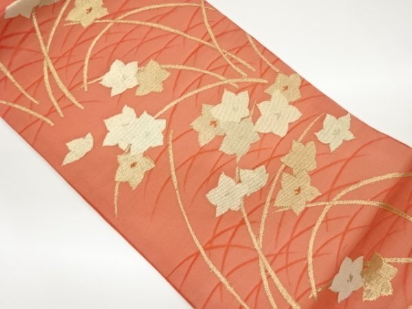 ys7499851; 宗sou 紗 桔梗に芝模様織出し名古屋帯【着】拍卖