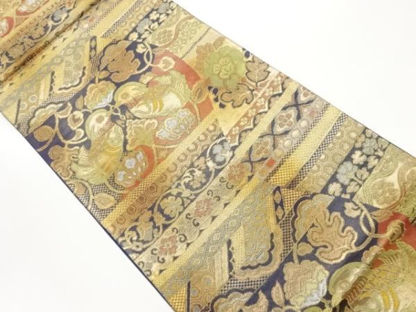 ys7500972; 宗sou 向かい鴛鴦に花唐草模様織出し袋帯【着】拍卖