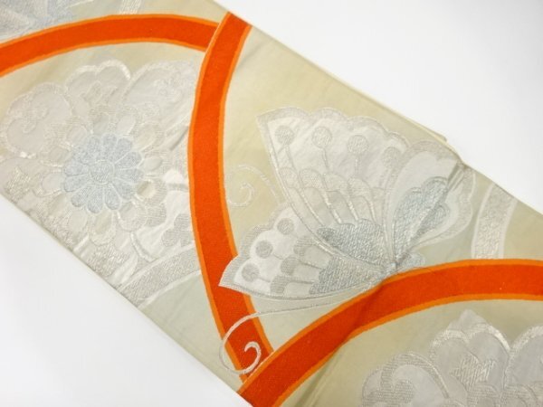 ys7502486; 宗sou 蝶に華文模様織出し袋帯(材料)【アンティーク】【着】拍卖