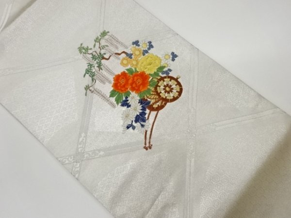 ys6912179; 宗sou 格天井に花車模様刺繍名古屋帯【着】拍卖