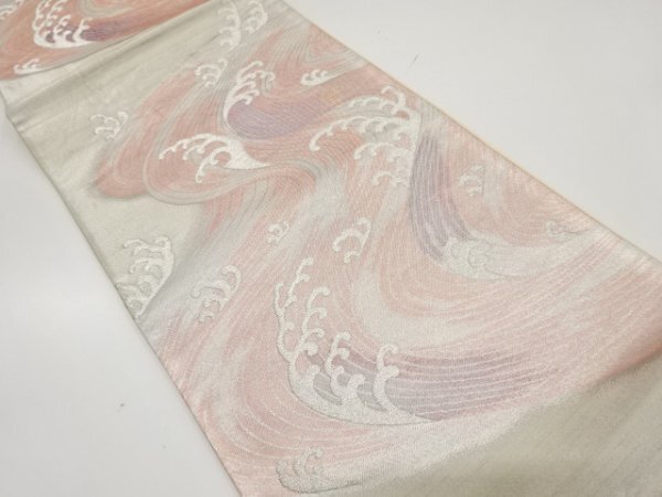 ys7534856; 宗sou 荒波模様織り出し袋帯(材料)【アンティーク】【着】拍卖