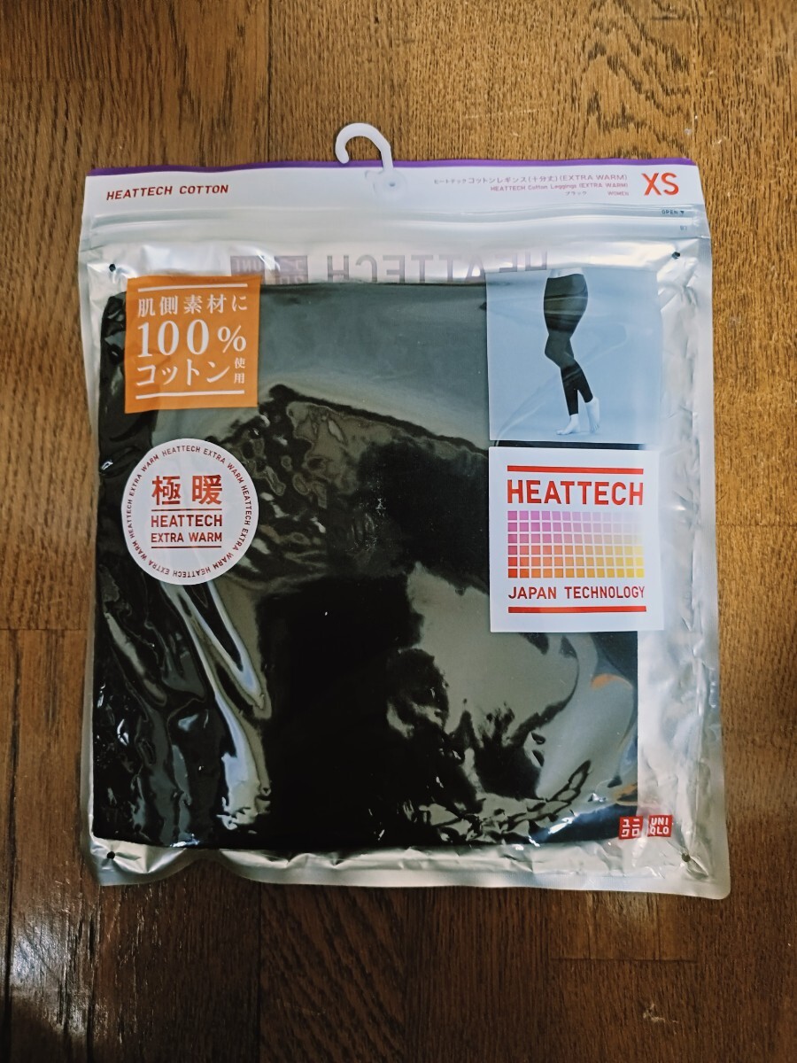 【新品未使用】ユニクロ UNIQLO ヒートテック コットンレギンス(十分丈) 09 Black XSサイズ ヒートテック拍卖