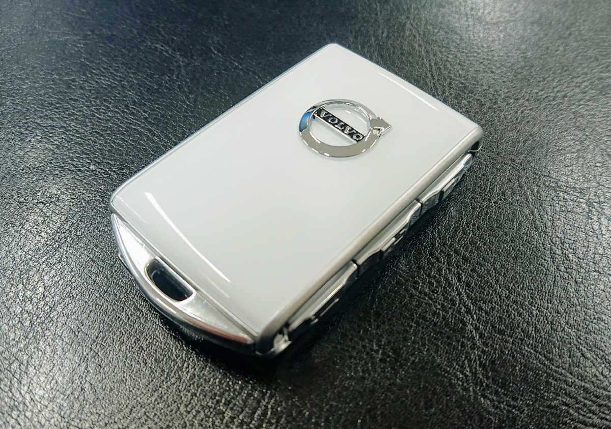 ボルボ★リモートキーフォブ シェルカバー硬質アルミ製ホワイトカラーXC40 XC60 XC90 S60 V90 キーフレーム交換式拍卖