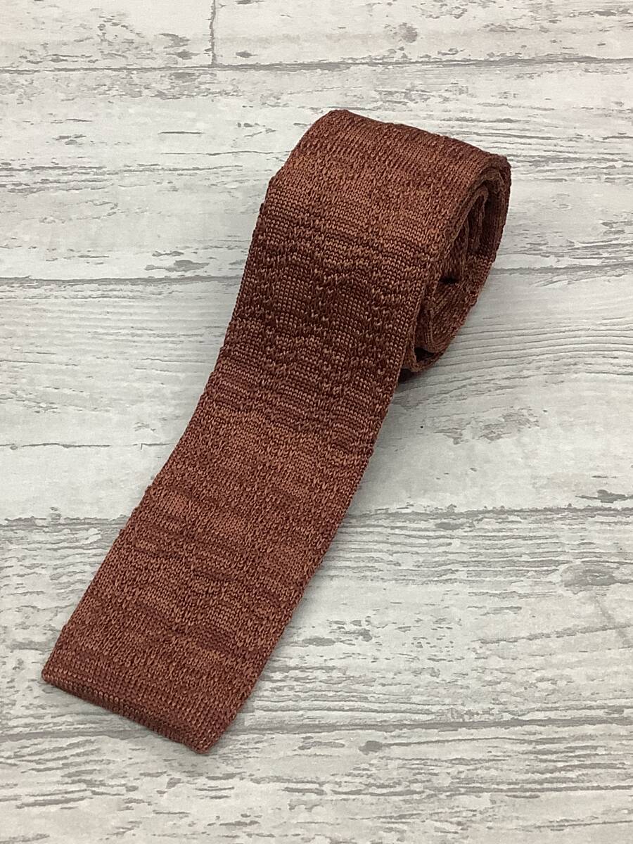 新作 新品未使用  ニットタイ レンガオレンジ系 大剣6cm お買い得サービス拍卖