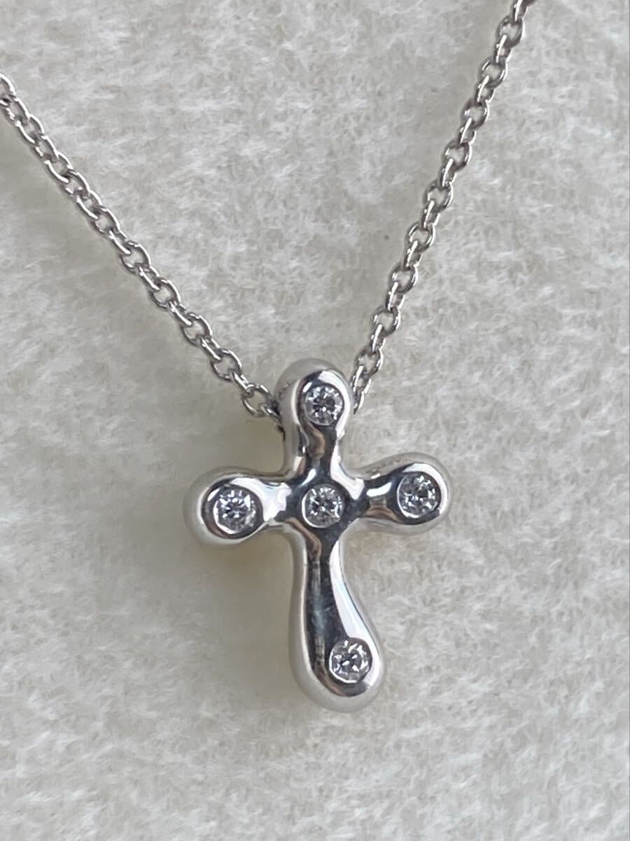 新品 正規品 ティファニー tiffany&co. ネックレス 4P ダイヤモンド プラチナ PT 950 クロス 箱 巾着 紙袋 リボン プレゼント 拍卖