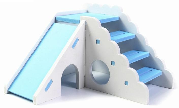 新品 ハムスター ハウス かじり木 組み立て式 隠れ家 滑り台 公園 トレーニングジム ロボロフスキー ジャンガリアン 水色 青色拍卖