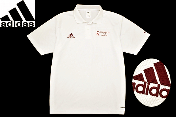 Y-9732★送料無料★貴重レア外部非売品★立命館大学 adidas アディダス 立命館宇治 サッカー部★速乾素材 白色 半袖 ポロシャツ XO拍卖