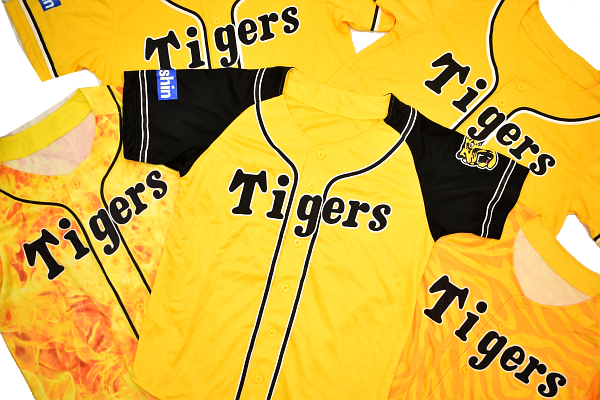 W-0415 B-1★新品未使用 非売品★HANSHIN Tigers 阪神タイガース★応援グッズベースボールシャツ 野球ユニフォーム4種類まとめて 5枚セット拍卖